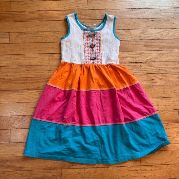 Jona Michelle Other - Jona Michelle Girls Size 8 Colorblock Tiered Embroidered Gauze Dress